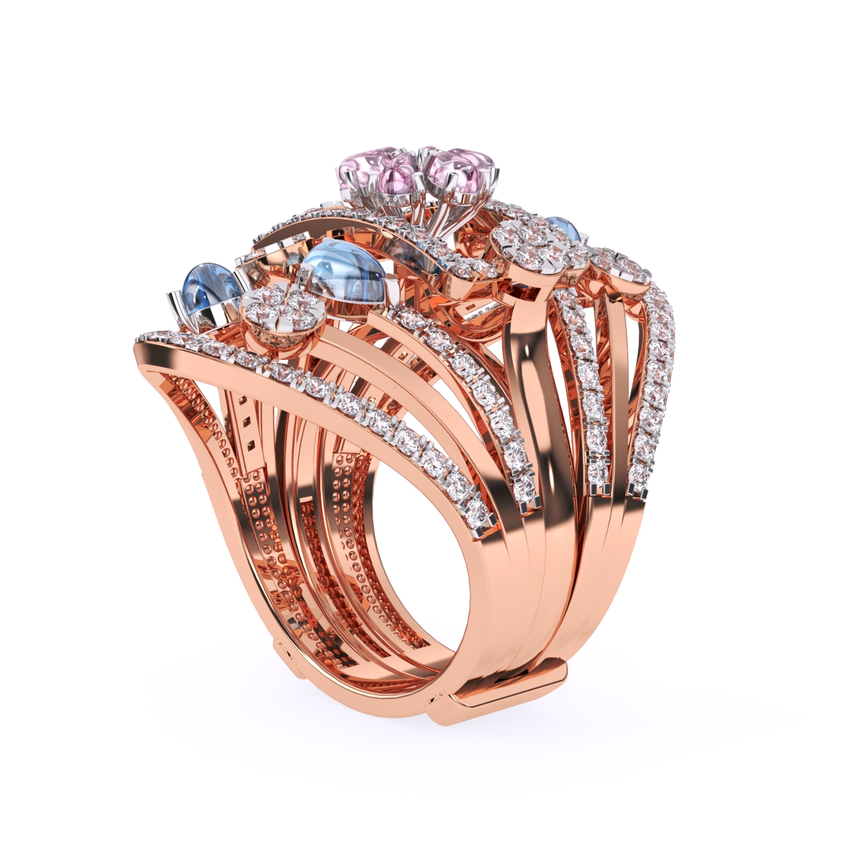 Glamorous Multi Stone Cluster Diamond Ring